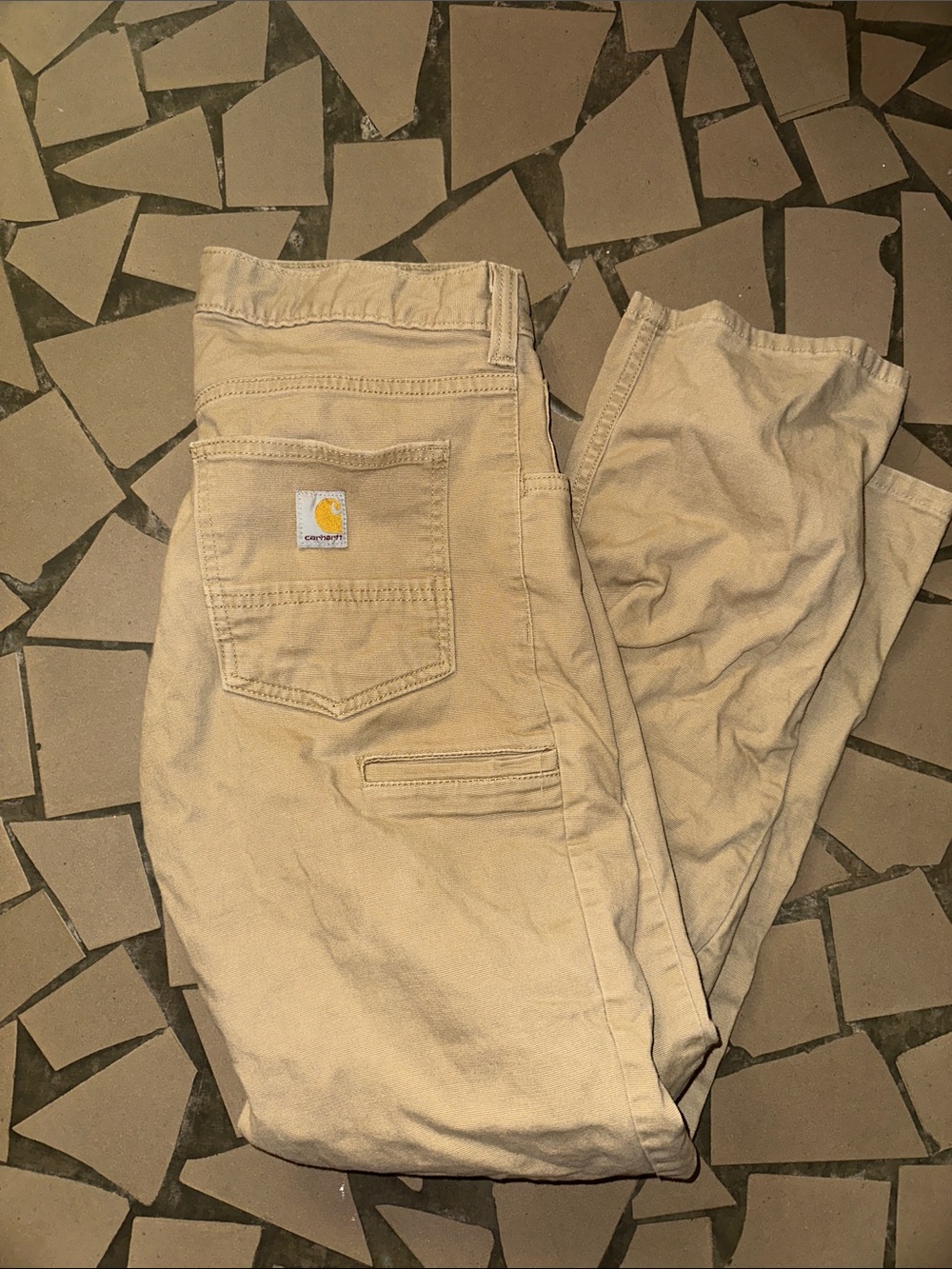 Carhartt Men's Tan Relaxed-Fit Work Jeans